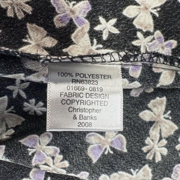 (12P) CHRISTOPHER & BANKS Purple Butterflies Sleeveless Maxi Shirt Dress - Picture 7 of 8